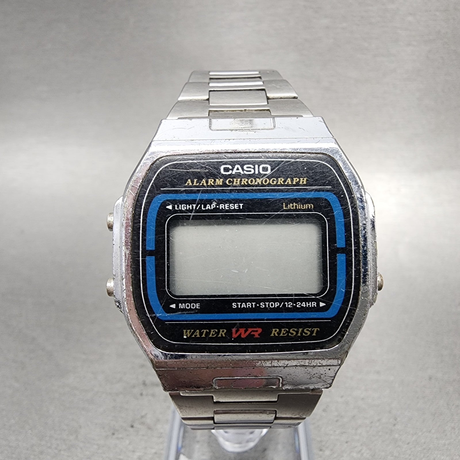 Casio A164W 593 Watch Men 34mm Digital Silver Tone Alarm Chrono VTG PARTS0