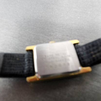 Seiko Tank Watch Women 14mm Black Dial Gold Tone Rectangle 1F205A69 New Battery9