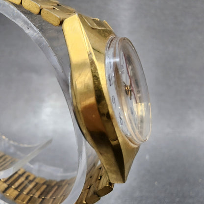 Citizen CQ Watch Women 24mm Silver Dial Gold Tone Date Round New Battery VTG3
