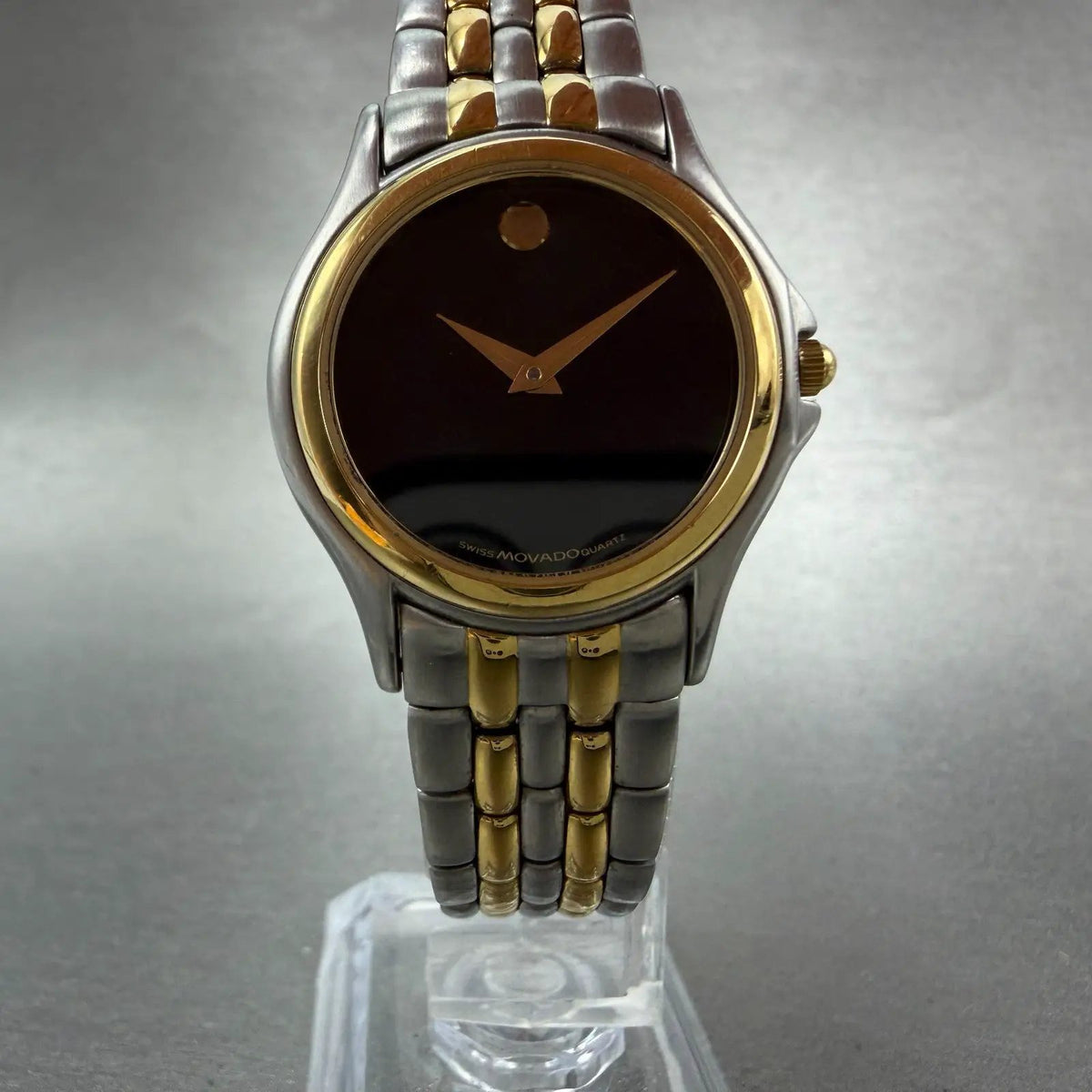 Movado Museum Watch Women 28mm Black Dial Two Tone Round 81-E4-0823 New Batteryr5