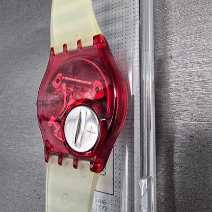 Swatch Fritto Misto Watch Men 34mm Black Dial Red Case GR114 New Battery NOS11