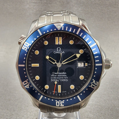 Omega Seamaster 300 Watch Men 41mm Blue Dial Steel Date Automatic Serviced Box
