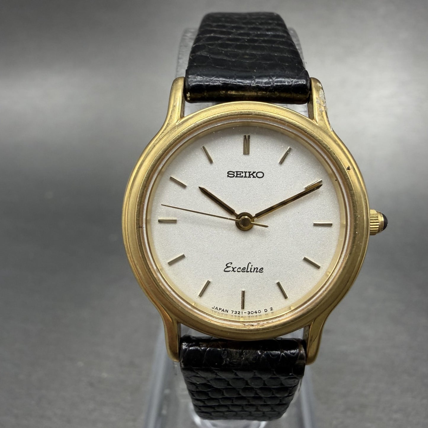 Seiko Exceline Watch Women 24mm White Dial Gold Tone 7321-044B New Battery0