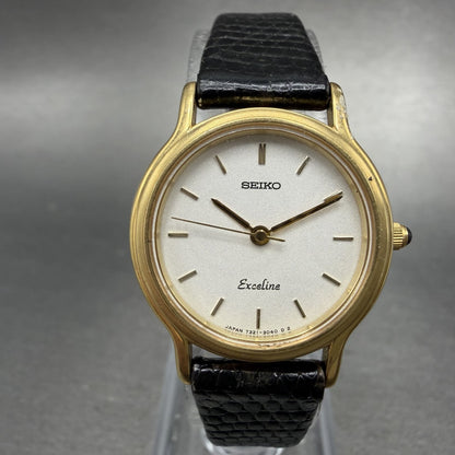 Seiko Exceline Watch Women 24mm White Dial Gold Tone 7321-044B New Battery0