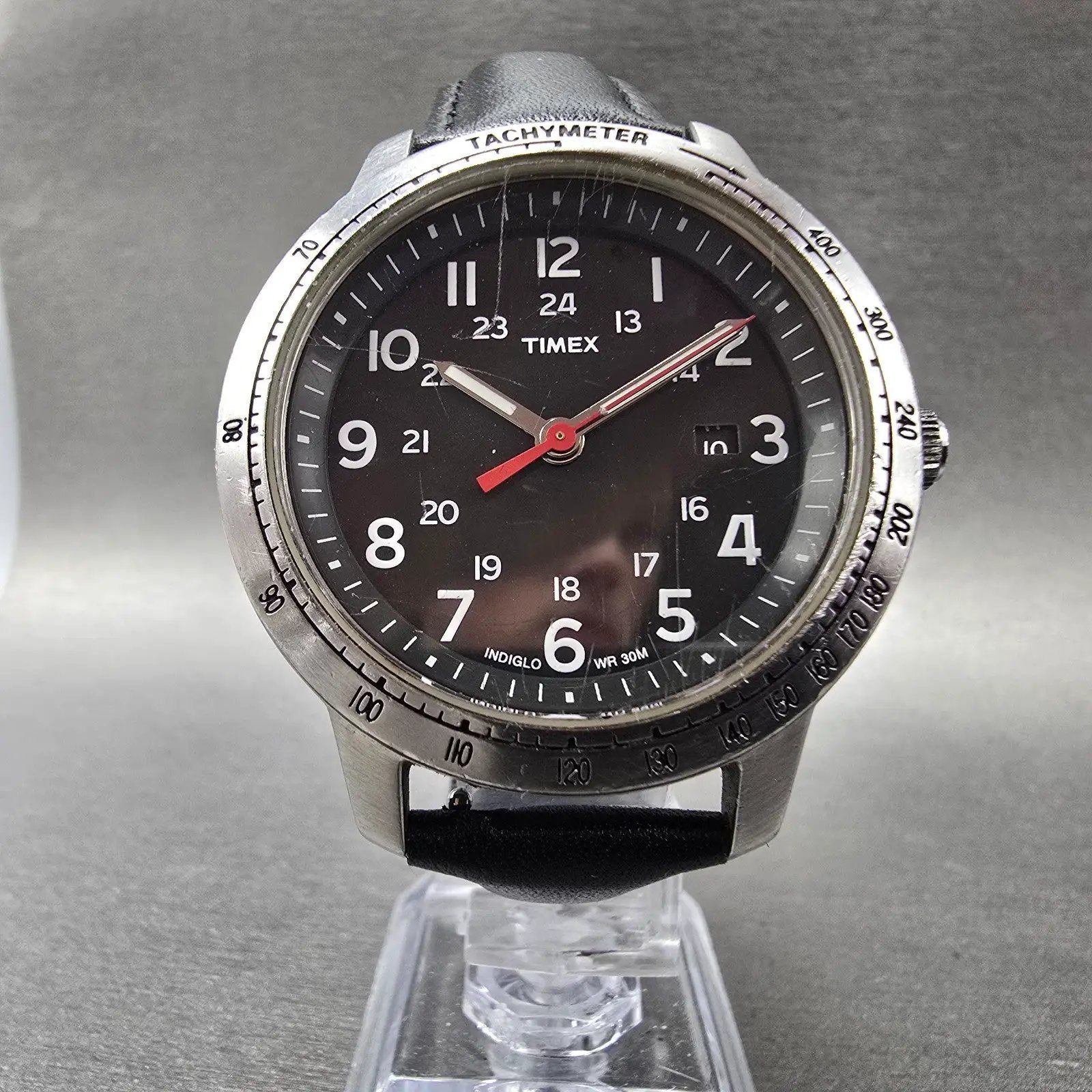 Timex Weekender Watch Men 40mm Black Dial Silver Tone Date T2N639 New Battery5