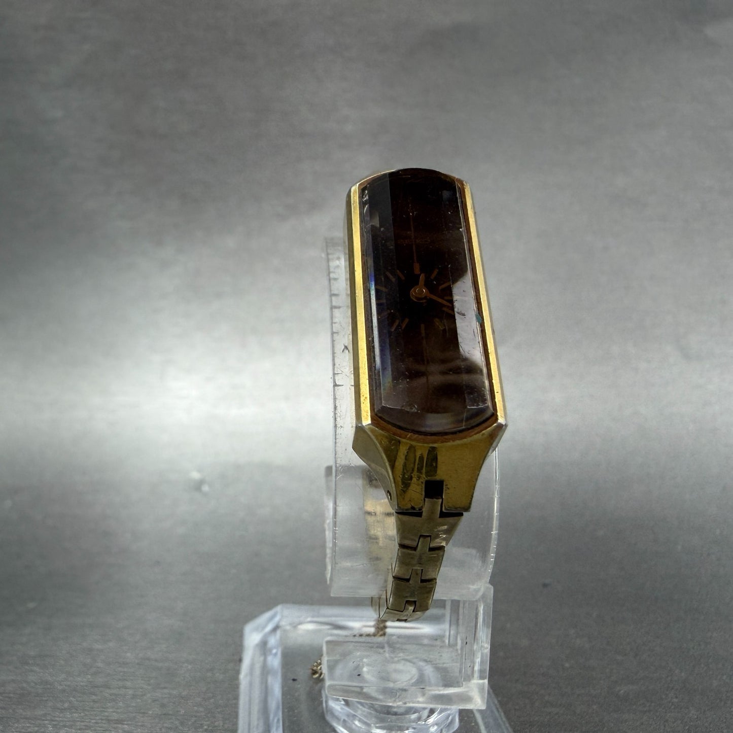 Seiko Tank Watch Women 13mm Brown Dial Gold Tone Manual 1520-366G PARTS Vintage6