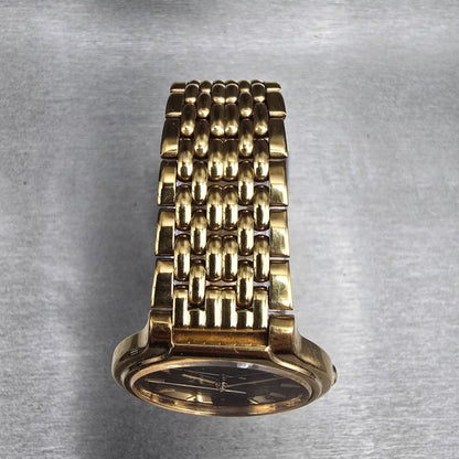 Seiko Watch Women 34mm Black Dial Gold Tone Round V701-6K69 New Battery4