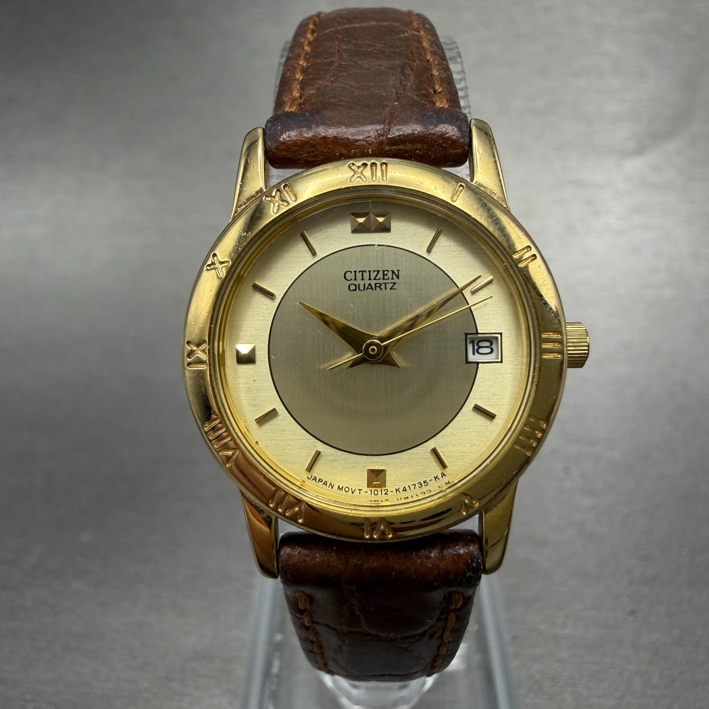 Citizen Watch Women 24mm Champagne Dial Gold Tone Date 1012-K13131 New Battery 50