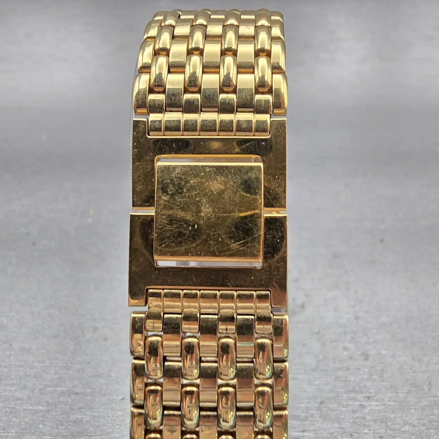 Seiko Watch Men 27mm Black Dial Gold Tone Rectangle 5Y30-5189 New Battery VTG7