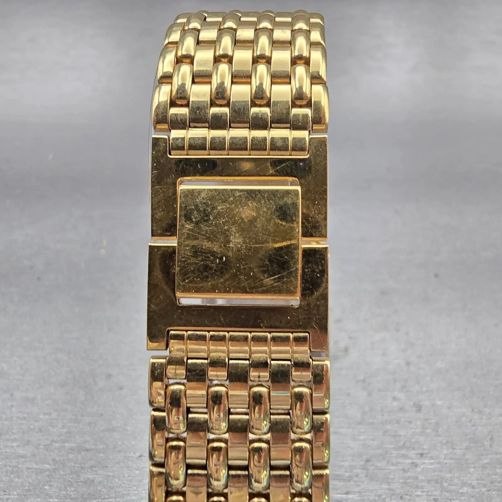 Seiko Watch Men 27mm Black Dial Gold Tone Rectangle 5Y30-5189 New Battery VTG7