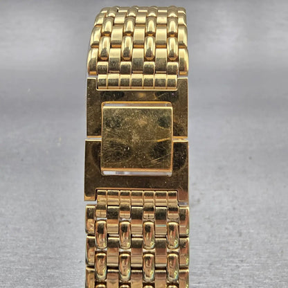 Seiko Watch Men 27mm Black Dial Gold Tone Rectangle 5Y30-5189 New Battery VTG7
