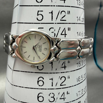 Citizen Watch Women 17mm MOP Dial Silver Tone Round 2200-241991 New Battery VTG12