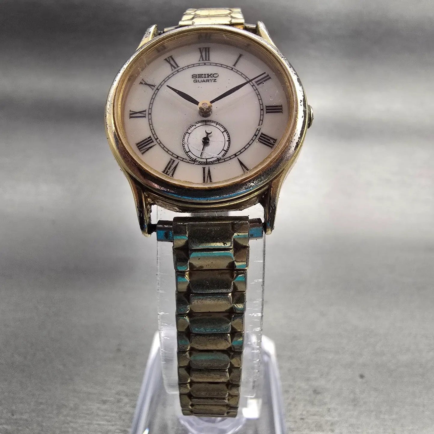 Seiko Watch Women 26mm White Dial Gold Tone Round 2K02-0039 New Battery Vintage5