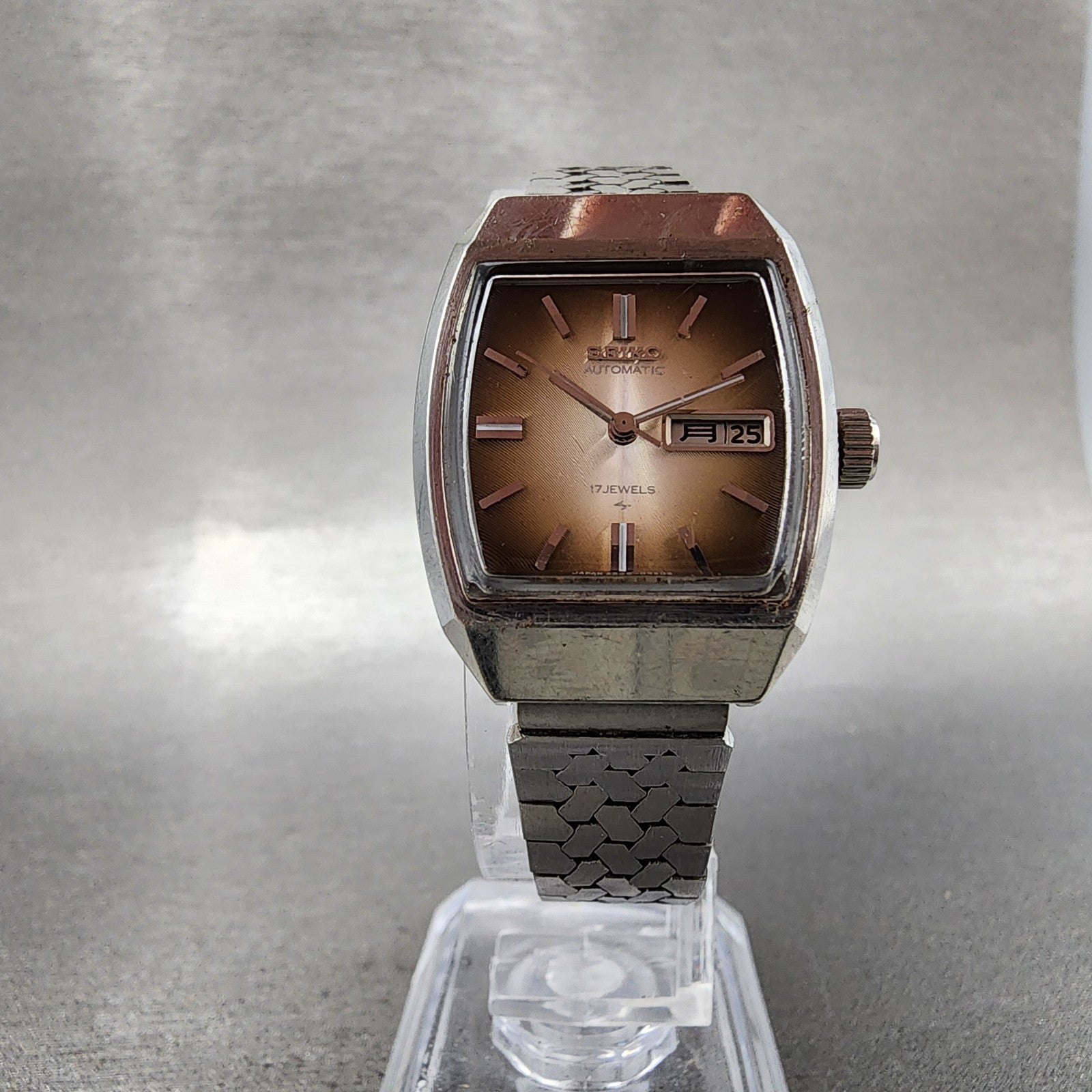 Seiko Automatic Watch Women 23mm Brown Dial Silver Tone Daydate 22063050 Runs5
