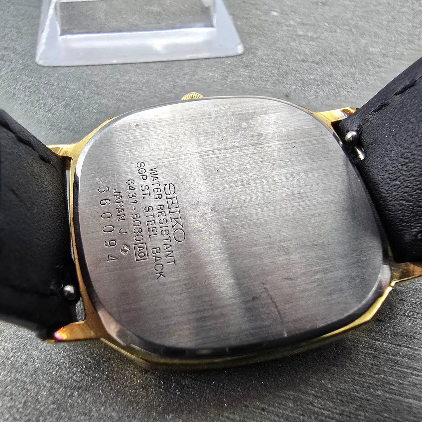 Seiko Watch Men 30mm Champagne Dial Gold Tone Octagon 6431-5030 New Battery9