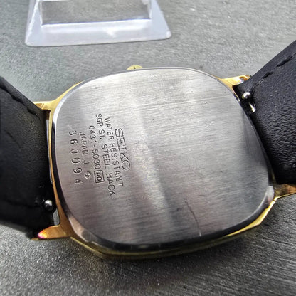 Seiko Watch Men 30mm Champagne Dial Gold Tone Octagon 6431-5030 New Battery9
