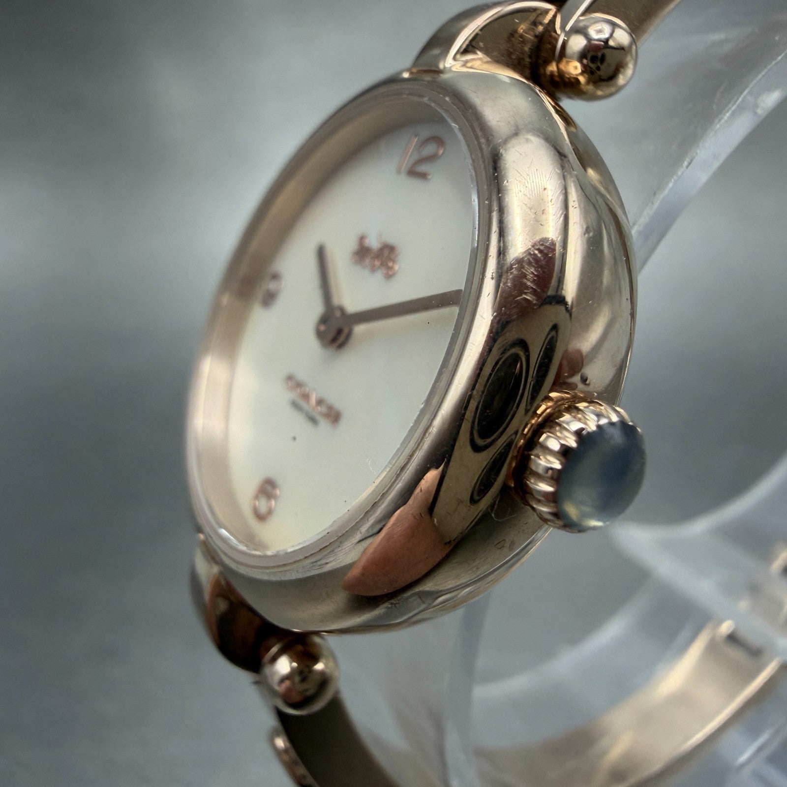 Coach Cary Watch Women MOP Dial Rose Gold Tone Bangle  New Battery2