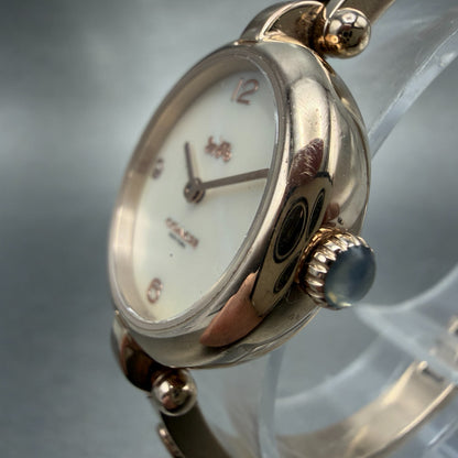 Coach Cary Watch Women MOP Dial Rose Gold Tone Bangle  New Battery2