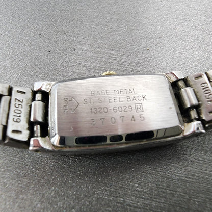 Seiko Tank Watch Women 14mm Silver Dial Two Tone 13206029 Rectangle New Battery9