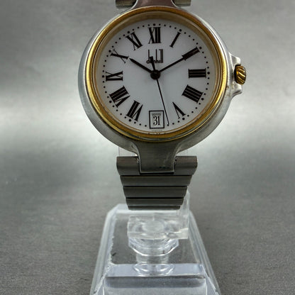 Dunhill Millennium Watch Men 32mm White Dial Two Tone Date Round New Battery5