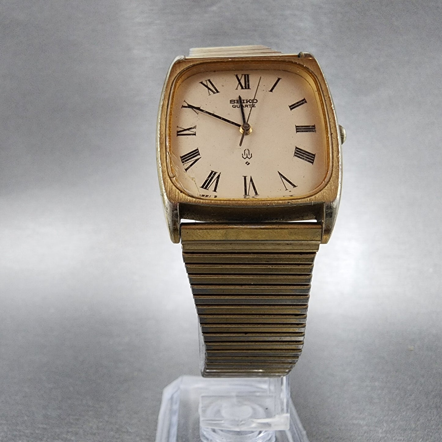 VTG Seiko Tank Watch Men 28mm Champagne Dial Gold Tone 78305040 PARTS6