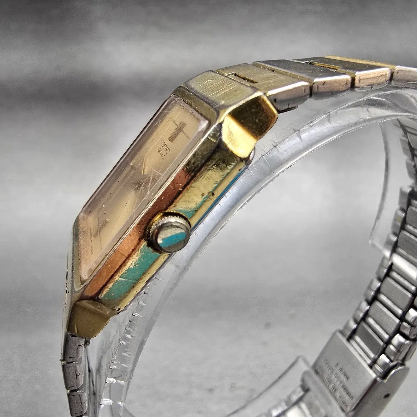 Seiko Watch Women 18mm Gold Dial Gold Tone Rectangle 2C20-6480 New Battery VTG2