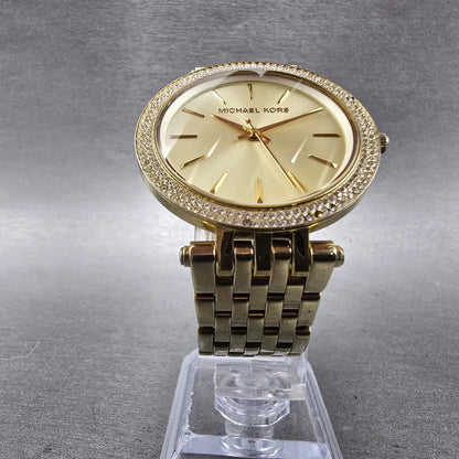 Michael Kors Darci Watch Women 39mm Champagne Dial Gold Tone MK-3191 New Batt LP5