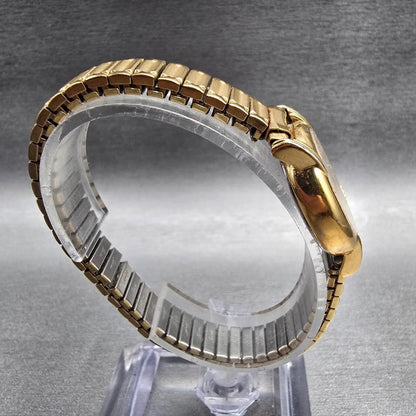 Bulova Watch Women 24mm White Dial Gold Tone Date Round 97M14 New Battery JP238