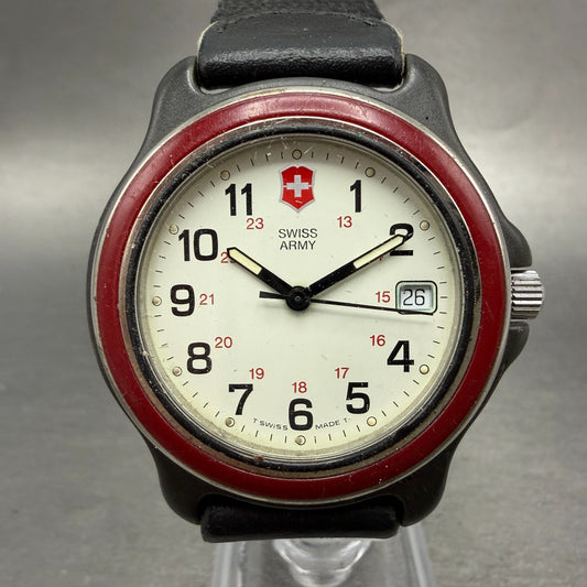 Victorinox Swiss Army Watch Men 38mm White Dial Black Tone Date Round PARTS MHt0