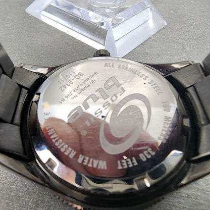 Fossil Blue Watch Women 38mm MOP Dial Black Tone Daydate BQ9342 New Battery9