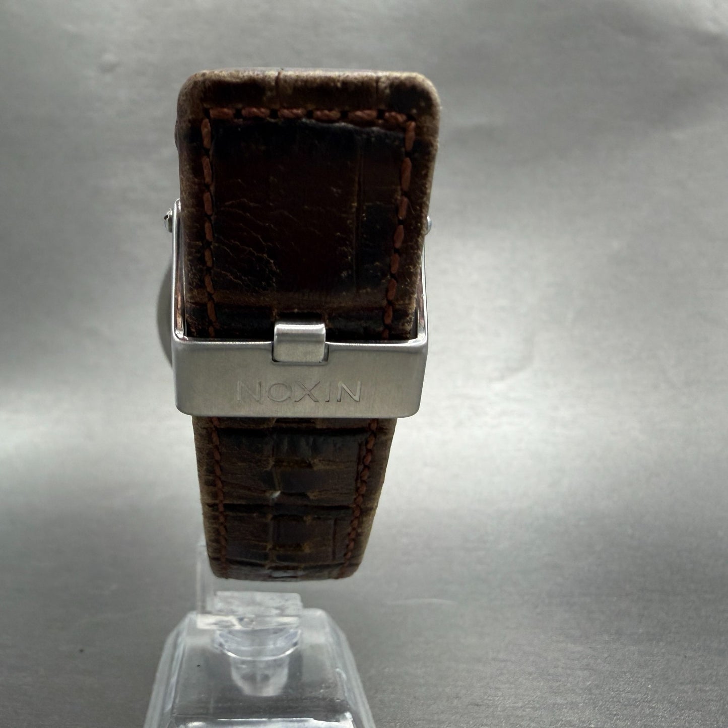 Nixon 48-20 Chrono Watch Men 48mm Brown Dial Silver Tone Date Round New Battery7