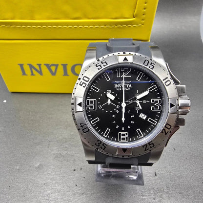 Invicta Excursion Sport Chronograph Watch Men 49mm Black Dial Steel READ! NewBat0
