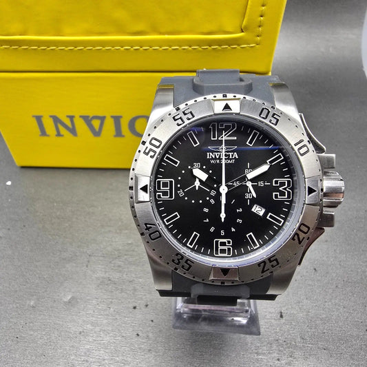 Invicta Excursion Sport Chronograph Watch Men 49mm Black Dial Steel READ! NewBat0