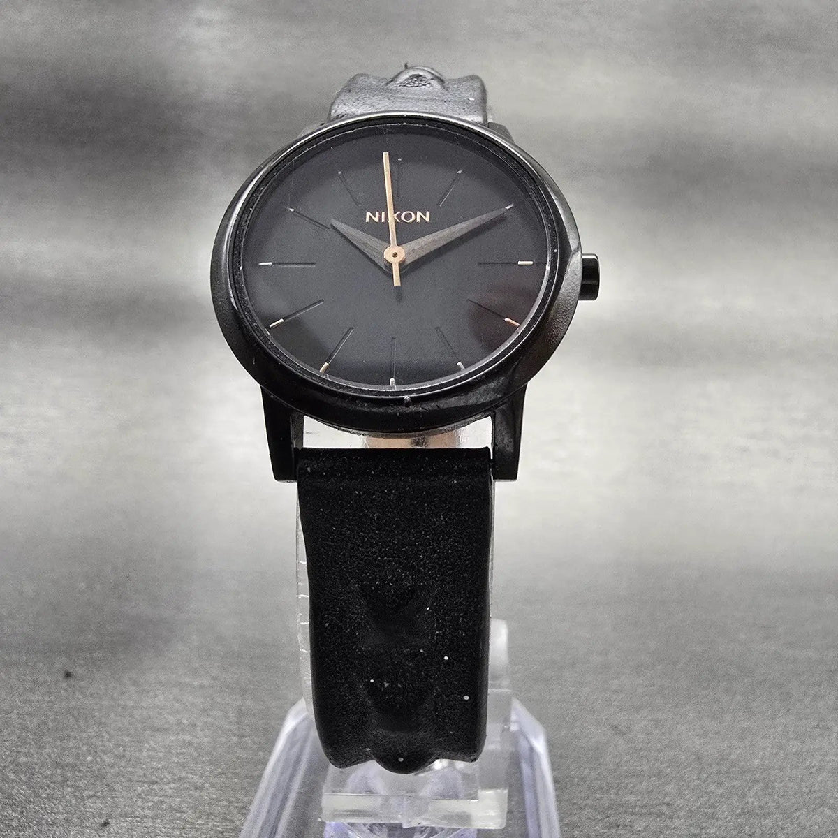 Nixon The Kenzie Leather Watch Women 26mm Black Dial Black Tone Round New Batt5