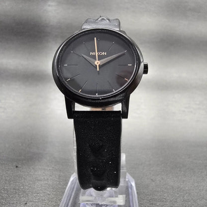 Nixon The Kenzie Leather Watch Women 26mm Black Dial Black Tone Round New Batt5