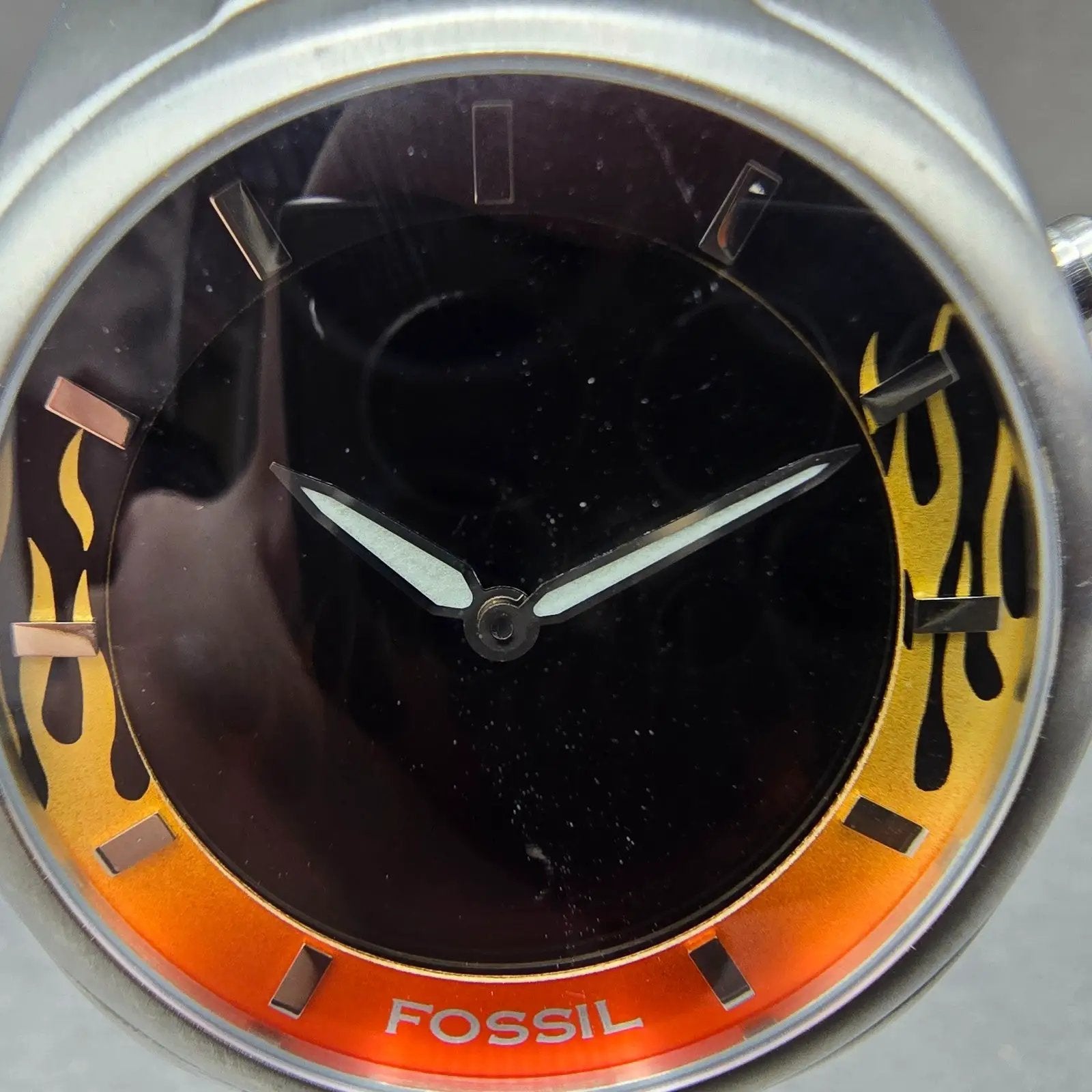Fossil Big Tic Watch Men 40mm Black Dial Steel Flame Fire JR-8115 New Battery1