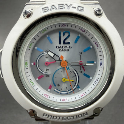 Casio BabyG Watch Women 41mm Silver Dial White Tone Round Solar BGA1400 Works1