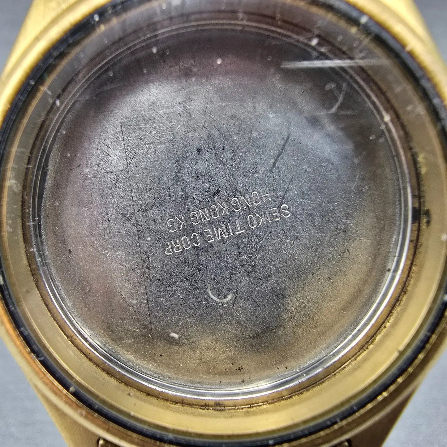 Seiko 7N43-9048 Watch Case & Bracelet Gold Tone Round 37mm W/Crystal Vintage1
