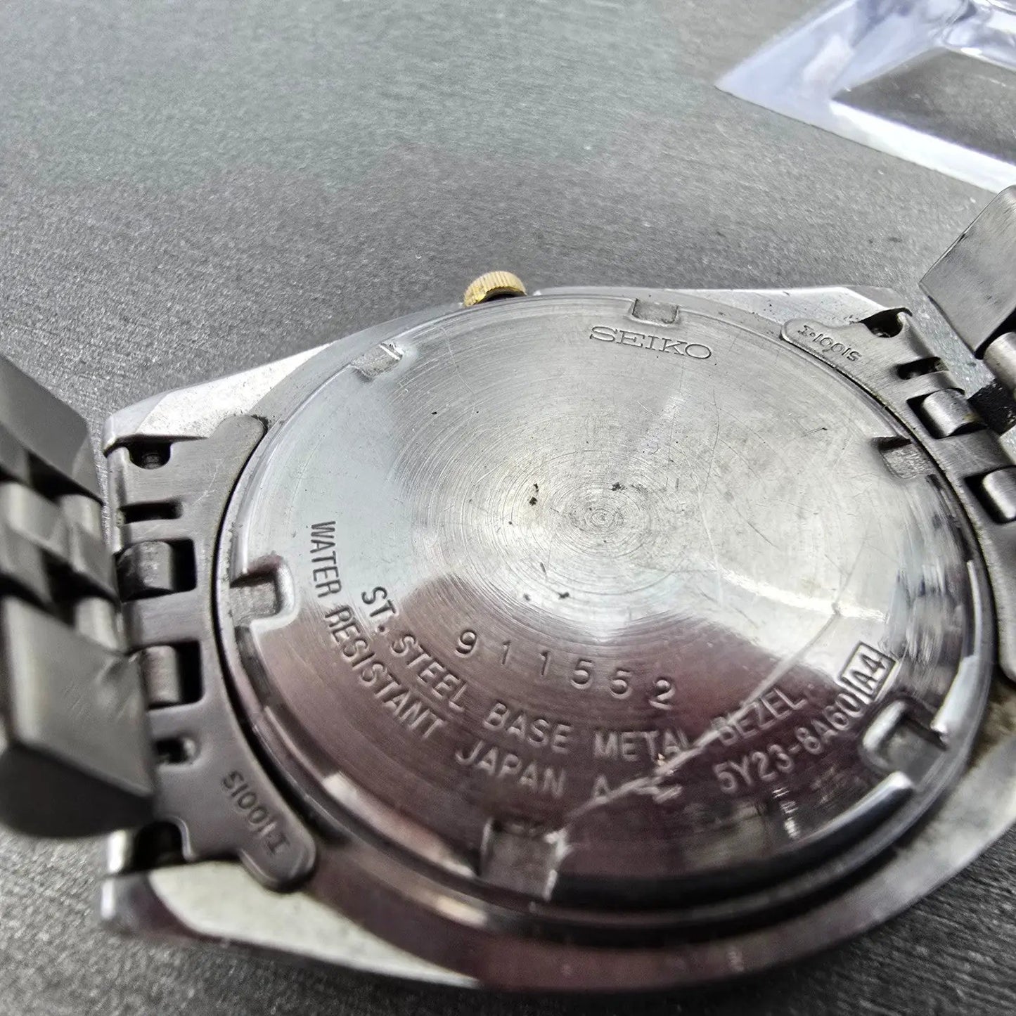 Seiko President Watch Men 35mm Gold Dial Two Tone Daydate READ! 5Y23-8A60 NewBat11