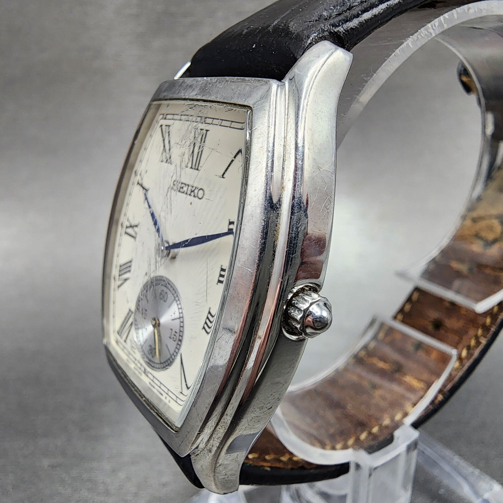 Seiko Watch Men 34mm White Dial Silver Tone Small Seconds 6G2800A0 New Battery2