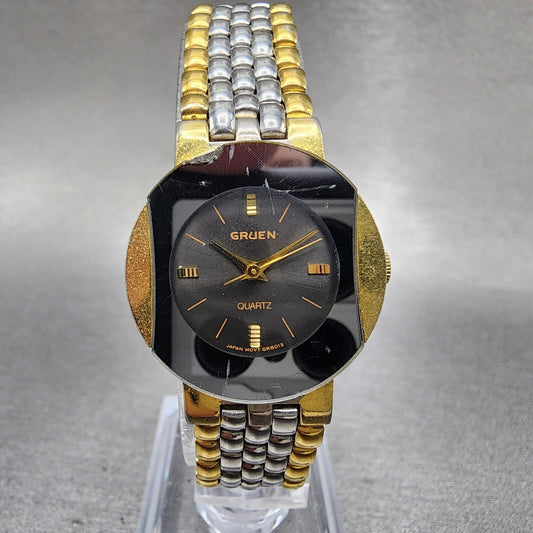 Gruen Watch Women 24mm Gray Dial Two Tone Round 200Y481 New Battery0