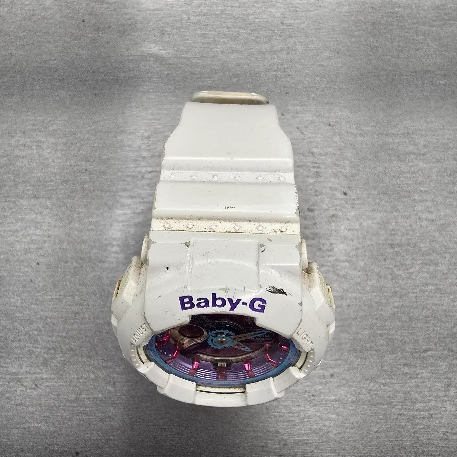 Casio Baby-G BA-112 Watch Women 43mm Purple White Chronograph Alarm New Battery4