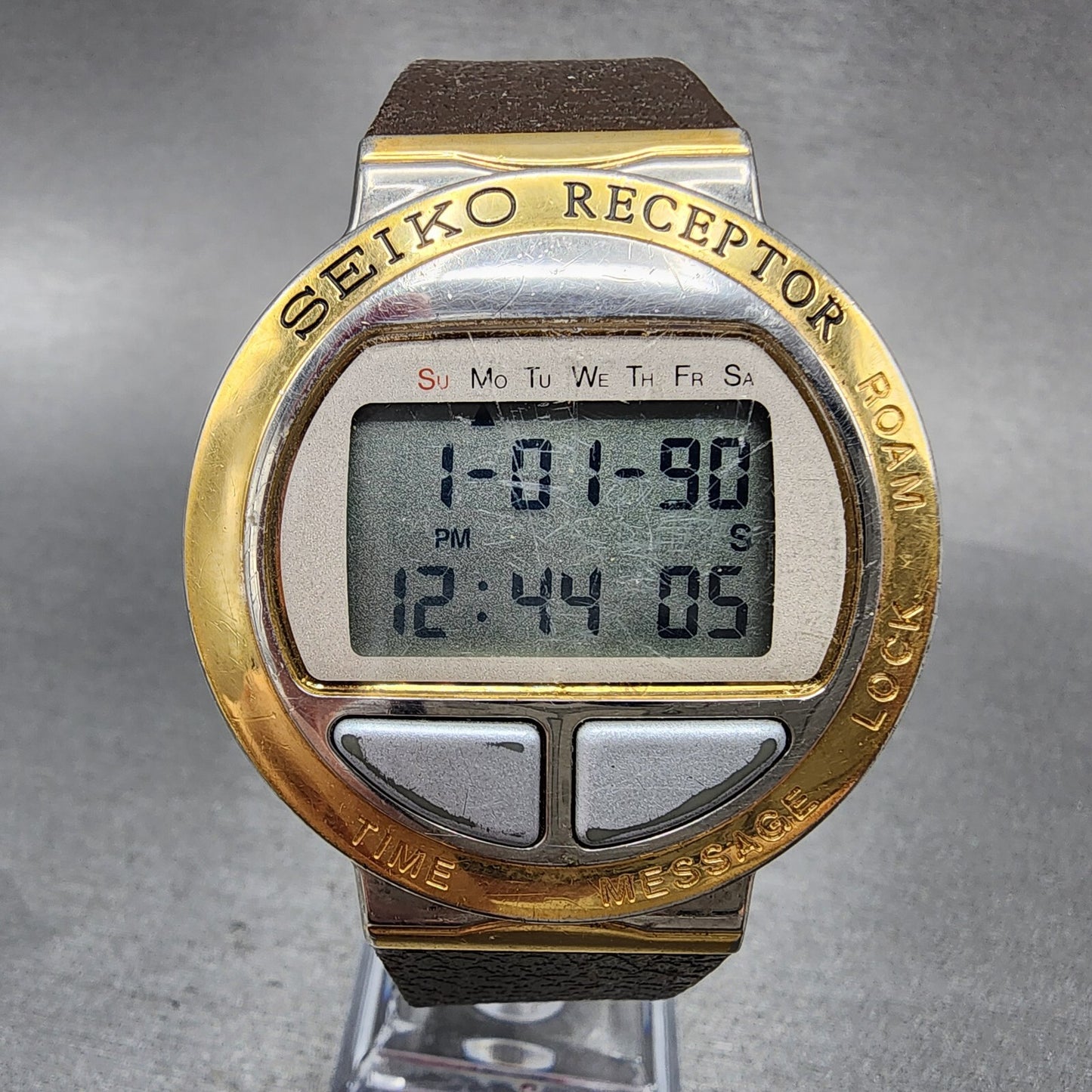 Seiko Receptor Watch Men 43m Digital Two Tone Ma514a10 New Battery0
