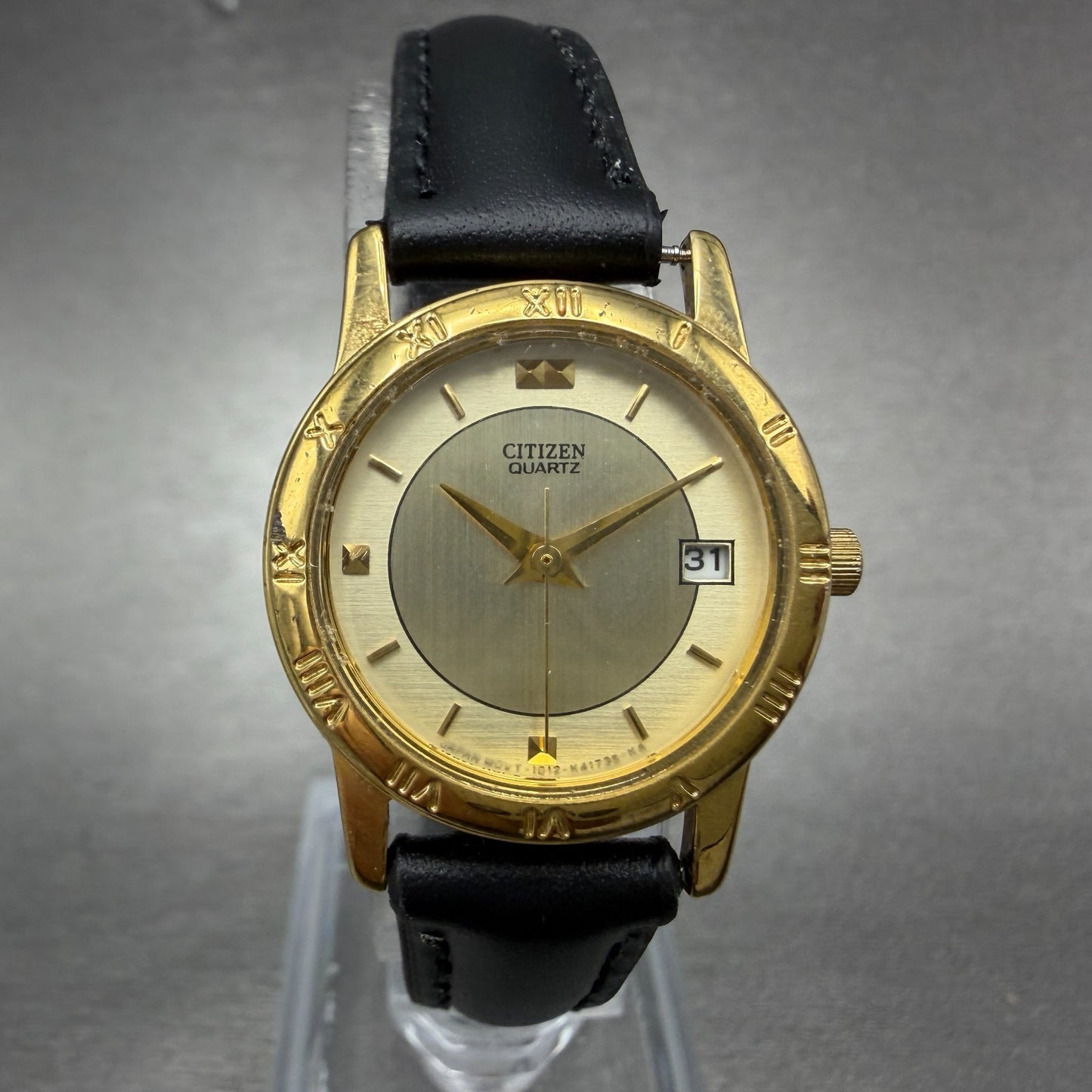 Citizen Watch Women 24mm Champagne Dial Gold Tone Date 1012-K13131 New Battery P0