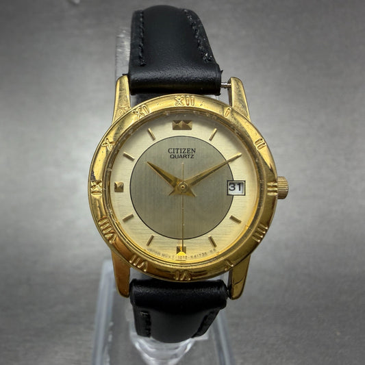 Citizen Watch Women 24mm Champagne Dial Gold Tone Date 1012-K13131 New Battery P0