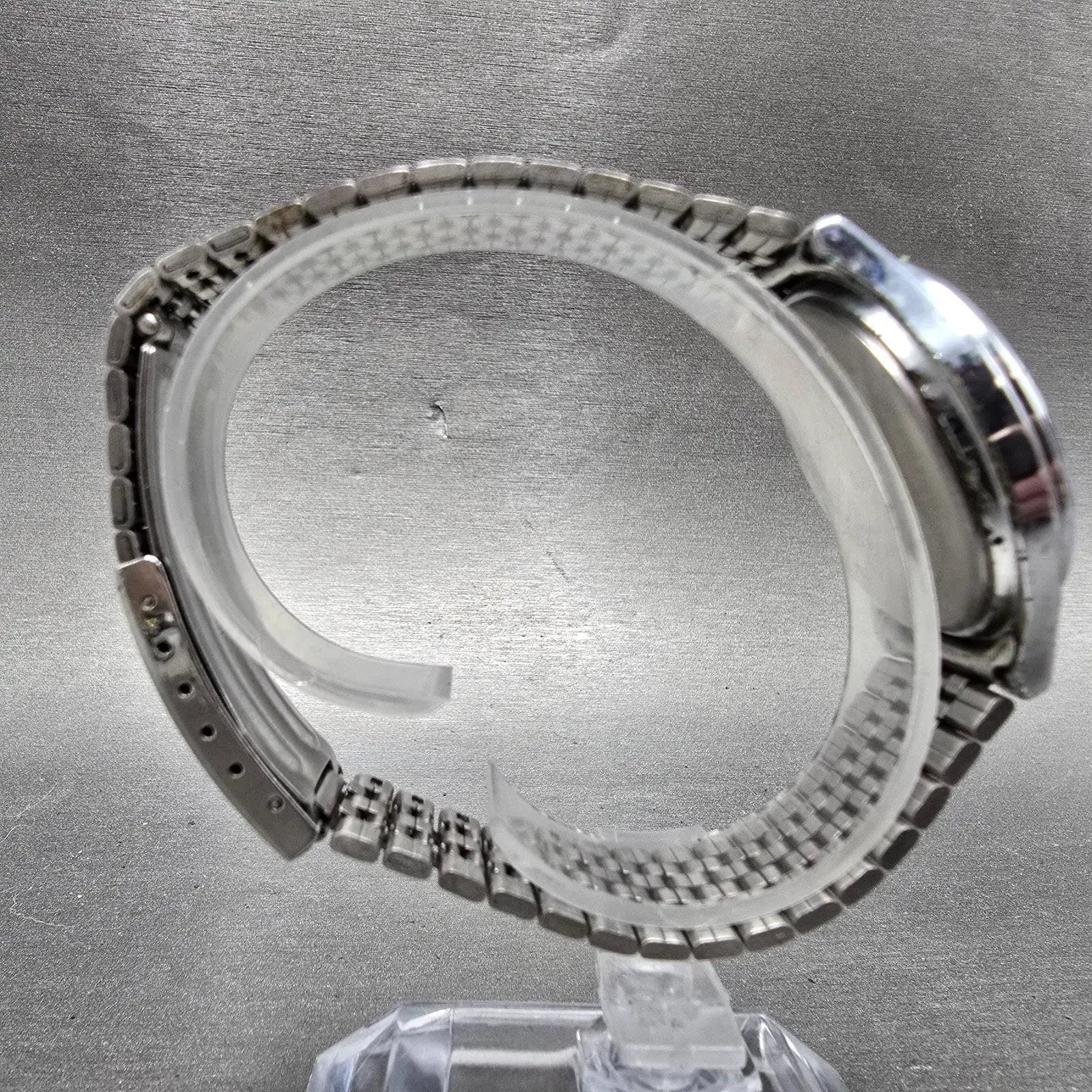 Seiko Alba Watch Men 34mm Luminous Dial Silver Tone Daydate V743-7A00 PARTS VTG8