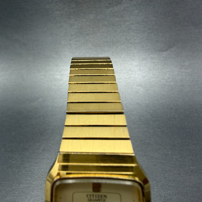 Citizen Tank Watch Men 27mm Champagne Dial Gold Rectangle 4031-893514 New Batt4