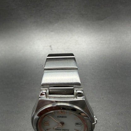 Casio Waveceptor Watch Women 28mm White Dial Silver Tone Date LWQ-10 Works Solar4