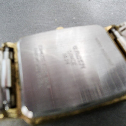 Gruen Tank Watch Women 27mm Gold Dial Gold Tone Rectangle New Battery9