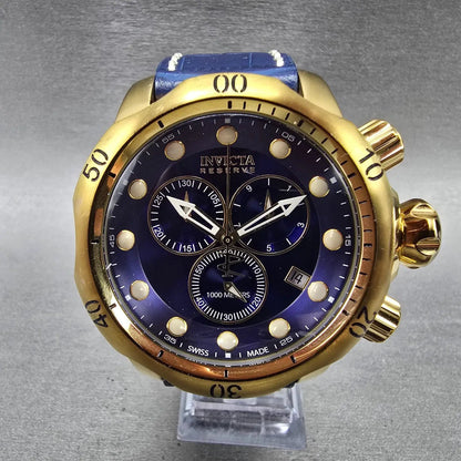 Invicta Venom Chronograph Watch Men 52mm Blue Dial Gold Tone Date 6113 New Batt1